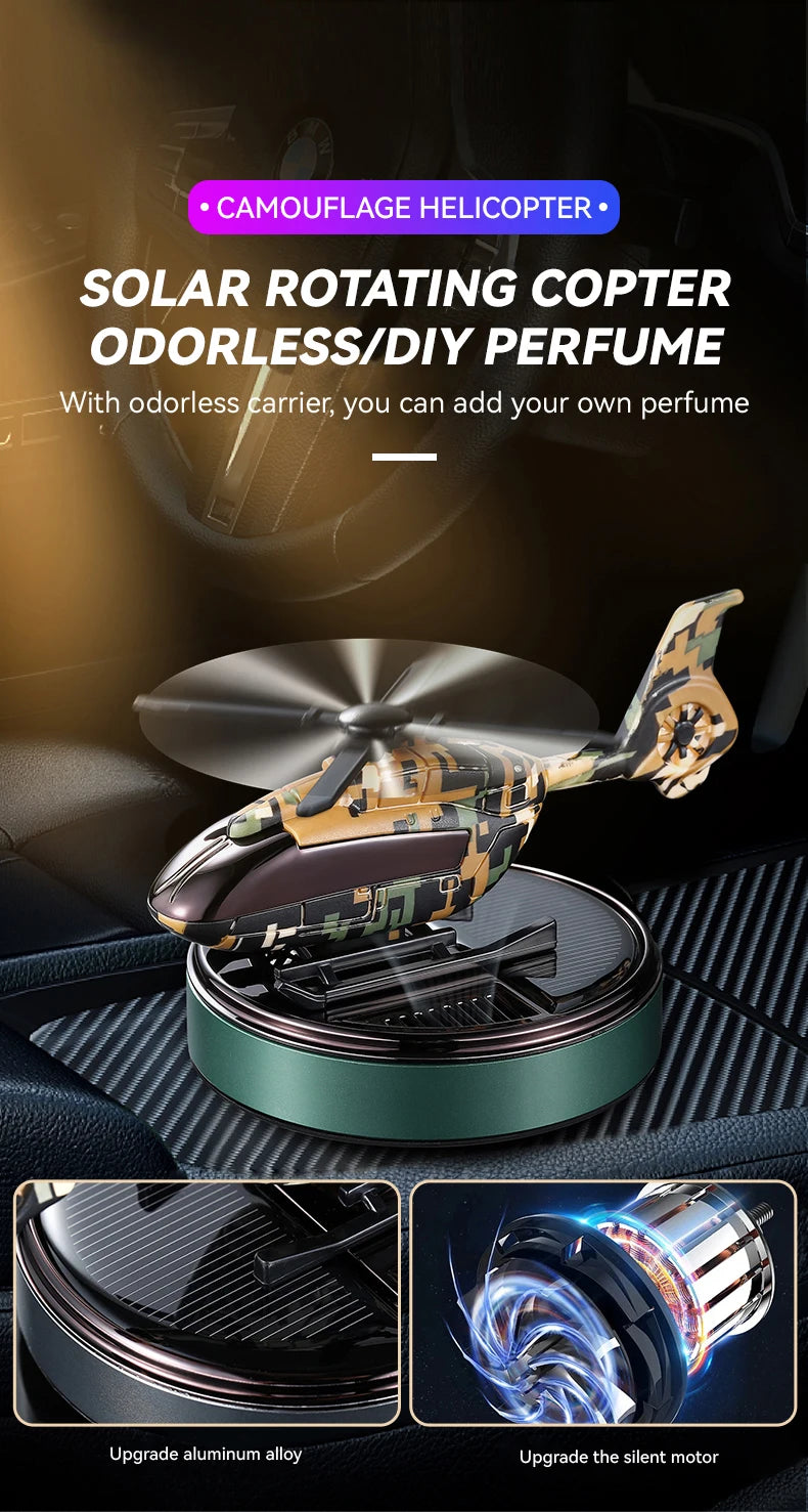 Unscented DIY Perfume helicopter solar car air fresheners rotating decorations ornaments dashboard fragrance aroma diffuser men