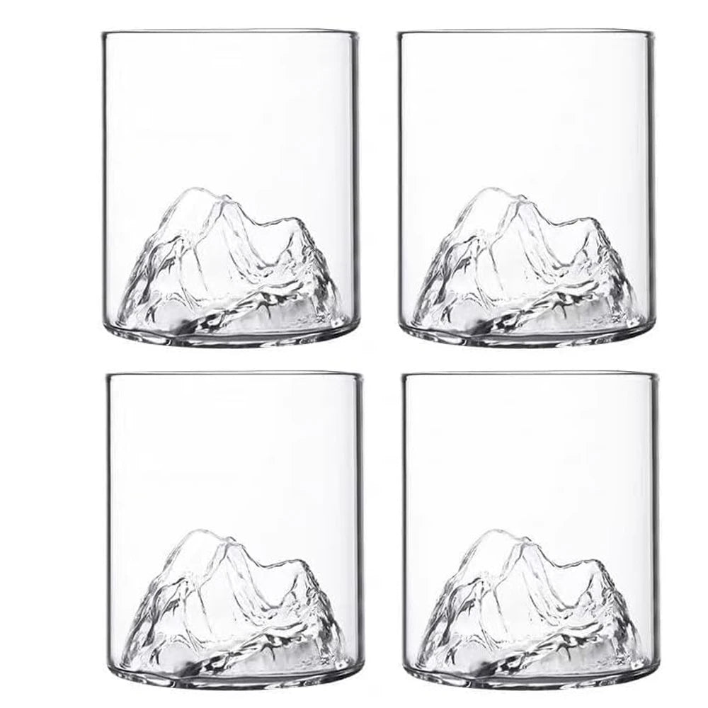 5 Oz 3D Guanshan Whiskey Glass Set Transparent Crystal Cup Suitable for Drinking Whiskey Cognac Cocktail Ice Wine Glass