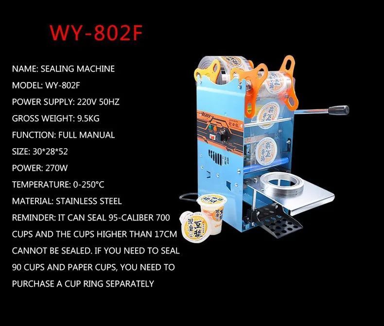 95MM Commercial Cup Sealing Machine Manual Pressure Sealing Machine Beverage Cup Sealer Milk tea Seal machine Boba Tea Machine