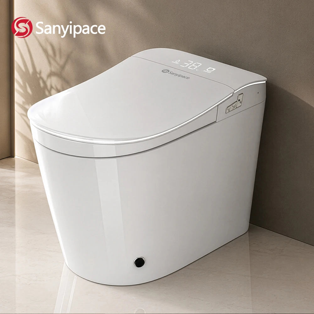 Sanyipace Smart Toilet Seat with Bidet 17.3" ADA Comfort Height Air Dryer Heated Seat Warm Water 1000 Map 360° Auto Flush Toilet