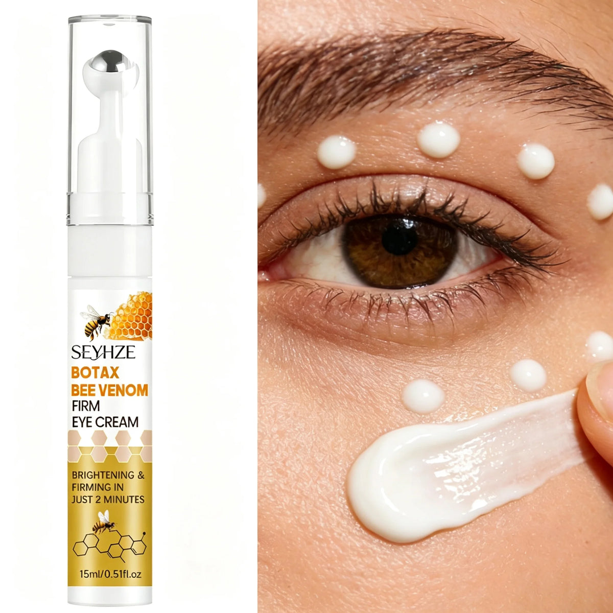 Aihuf Bee Toxin Eye Cream 15ml Instant Moisturizing Anti-Aging Deeply Nourishing Smooth Dry Skin Bag under Eye Treatment Dark Ci