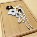 PU Leather Sunflower Keychain Cartoon Five Petal Flower Car Keyring Fashion Bag Pendant Contrasting Accessory