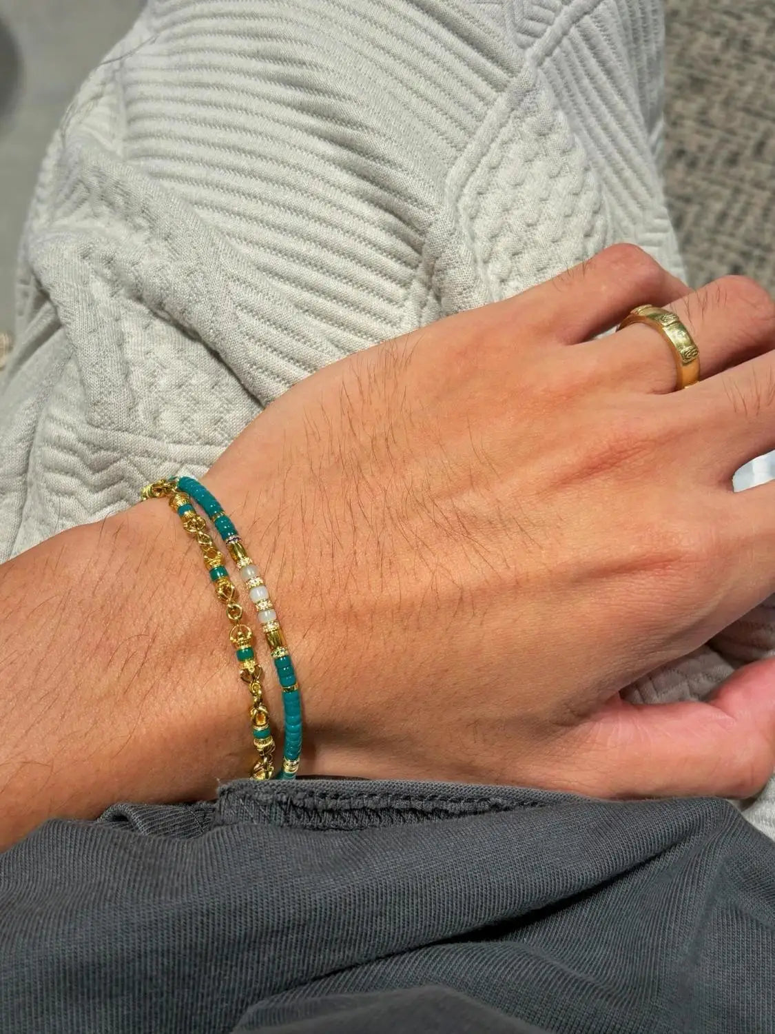 9999 24K real gold Tibetan-style turquoise beaded bracelet ancient color vajra accessories bracelet men and women