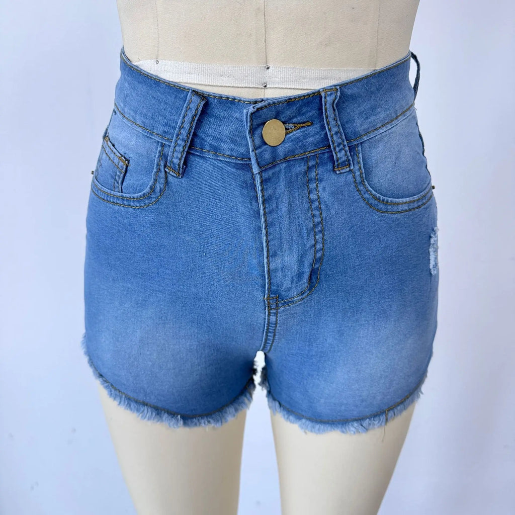 Sexy Hot Slim Denim Shorts Women Fashion Trendy All-match Solid Color Tight High Waist Short Jeans Lady Commuting Cowboy Outfits