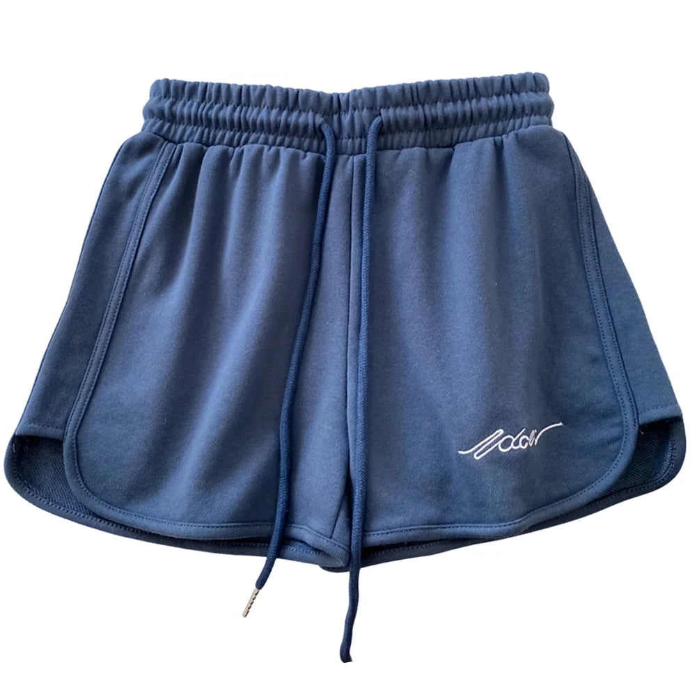 High-Waisted Elastic Women Sports Shorts for Running Fitness Casual Home Use Loose Fit Polyester Spandex Shorts