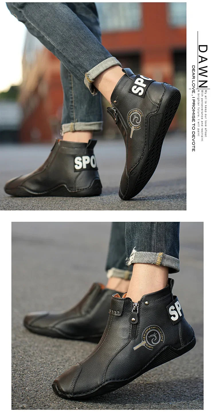 Autumn and Winter New Men's Short Boots  British Classic Retro Flat Bottom Cotton Shoes Outdoor Business Sports Casual Shoes