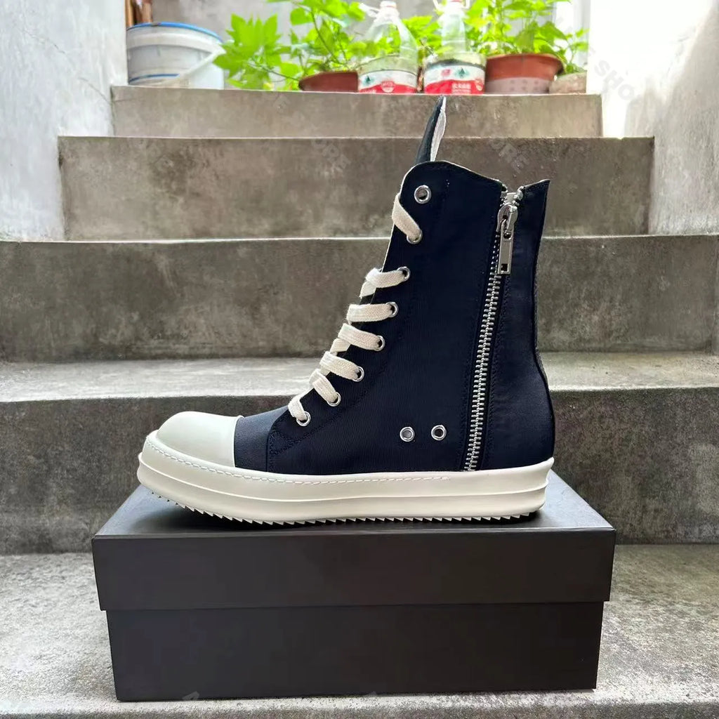 Casual High Top Women Sneaker Designer Men Shoe Black Fashion Satin Zip Shoe Classic Luxury Platform Trainer Flat Lace Up Shoe