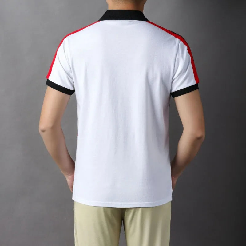 Plus Size 7XL 100% Cotton Summer Men's Polo Shirts Luxury Short Sleeve Contrast Color Letter Embroidery Simple Casual Male Tees