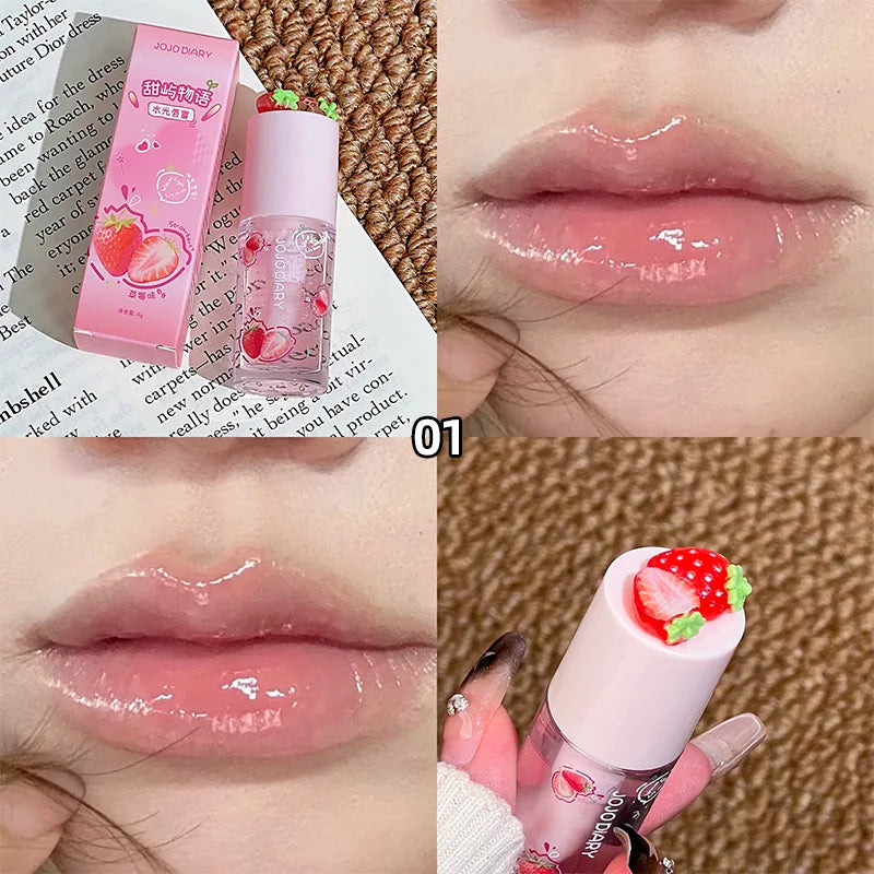 Jojo Diary Fruit-Flavored Lip Oil: Hydrating and Moisturizing, Prevents Chapped Lips and Reduces Wrinkles, Suitable for Winter Lip Care, Korean-Style Water Gloss Lip Gloss.