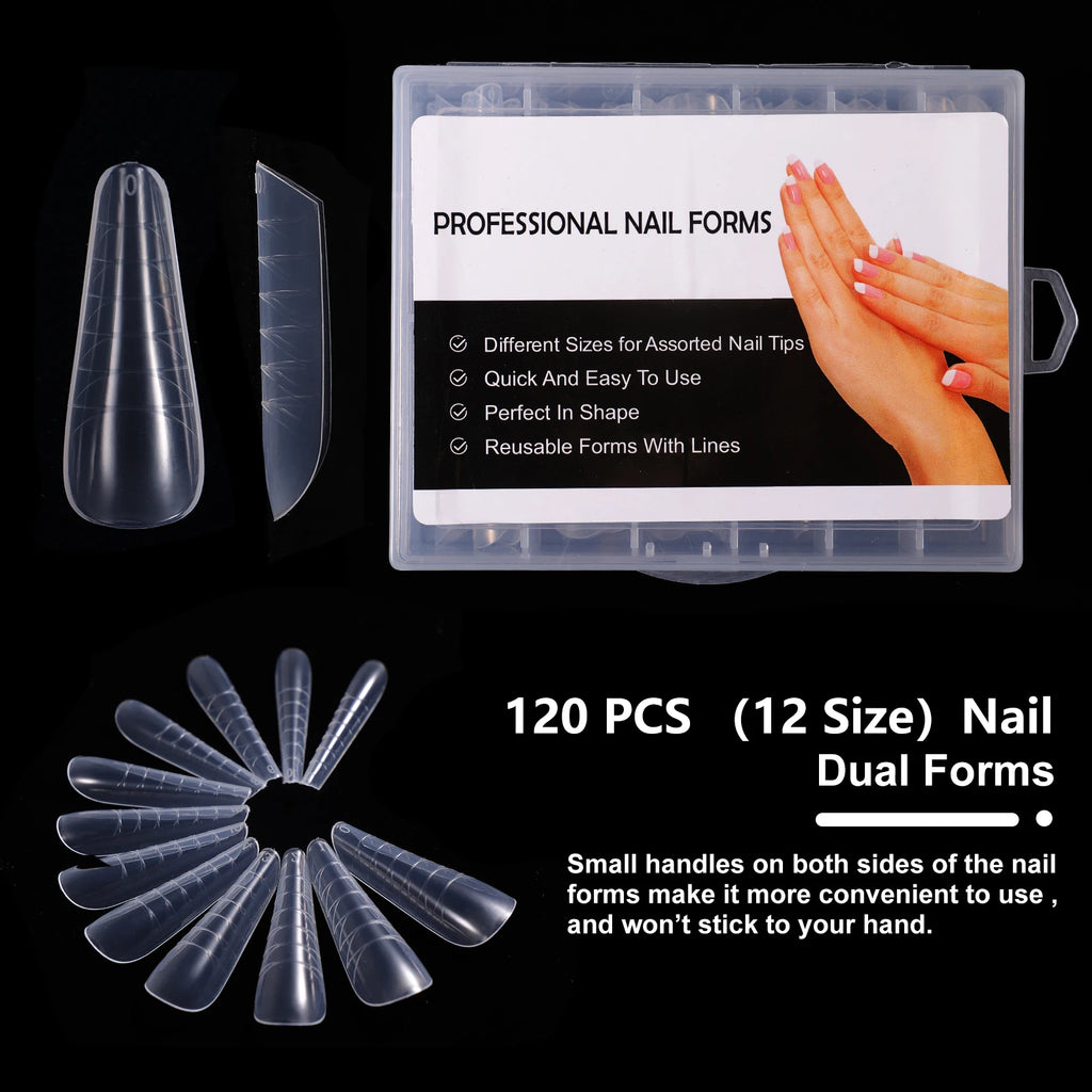 BNG Top Forms for Nails Dual Forms Nails Forms for Extension Full Cover Quick Building Gel Mold Tips Poly Nail Gel Mold