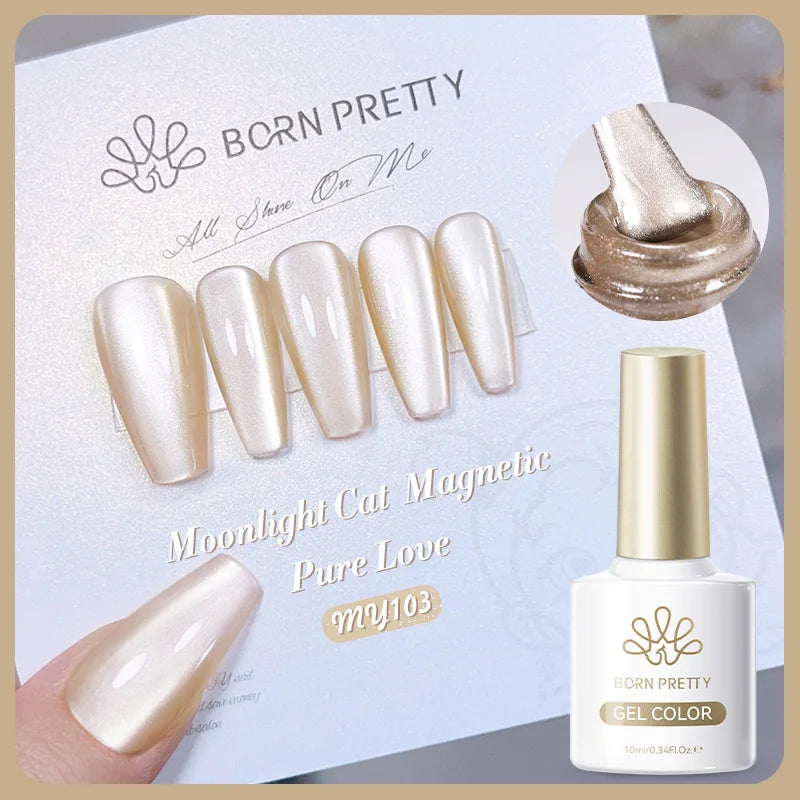 BORN PRETTY 10ml Silver Water Light Cat Magnetic Gel Nail Polish Nail Supplies Vernis Semi Permanent Gel for Fall Winter Nails
