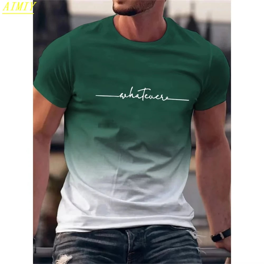 Casual Men's T-Shirts Spring Clothing Ombre Shirts Oversized Short Sleeve Tops Boys Tees Oversized Vintage T-Shirts For Mens