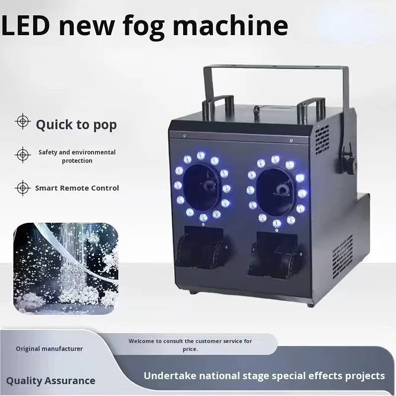 LED DMX512 Remote Control Electric 2000W Fog & Bubble Machine Double Wheel Smoke Bar KTV Hole Performance Special Effects Blower