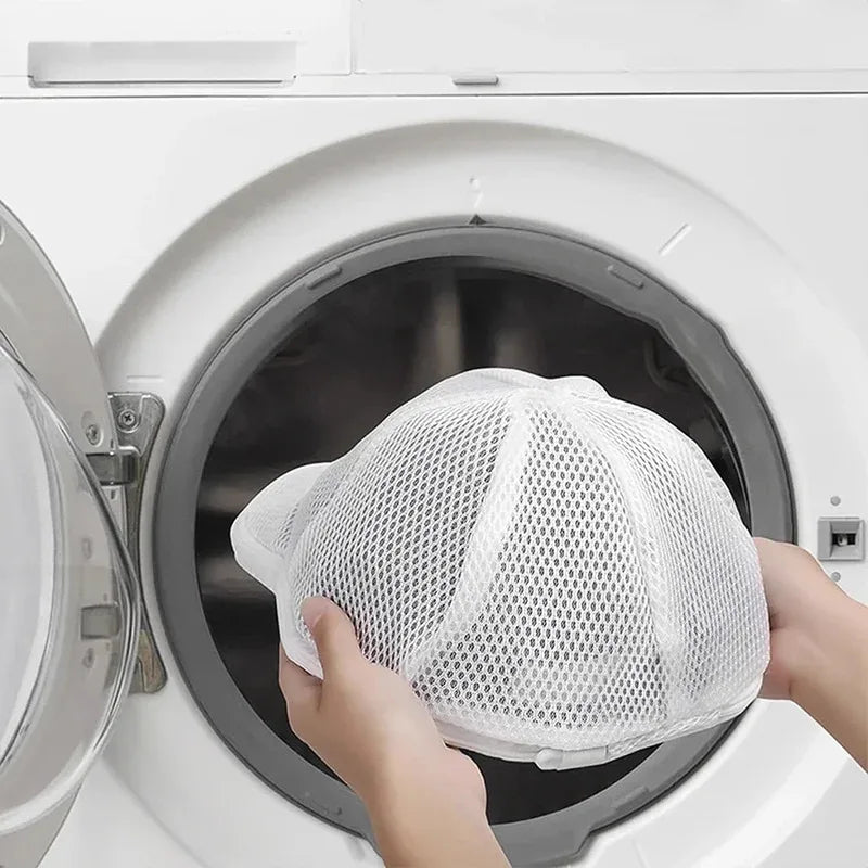 Washing Machine Hat Wash Protector Cap Cleaner Laundry Bag Small Clothes Wash Bag Anti-Deformation Mesh Organizer Zip Bags