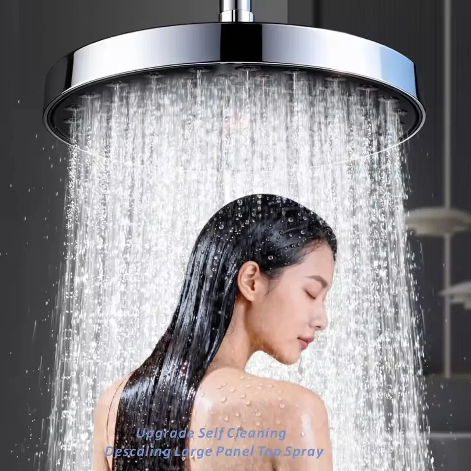New Self Cleaning Descaling Large Flow Supercharge Ceiling Mounted Shower Head 25.5CM Big Panel High Pressure Waterfall Shower
