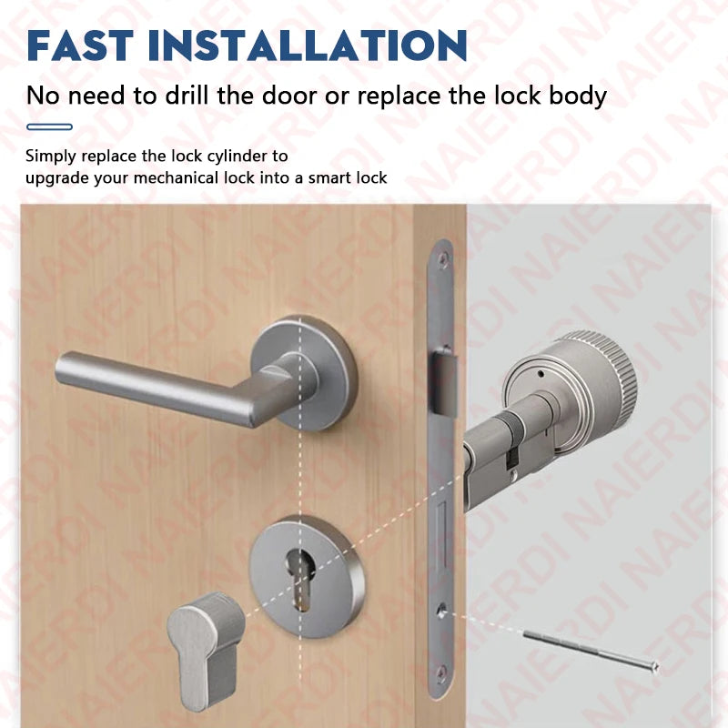 NAIERDI Smart Lock Cylinder Tuya App Fingerprint Password Unlock Electronic Door Lock Core Upgrade for Mechanical Home Lock