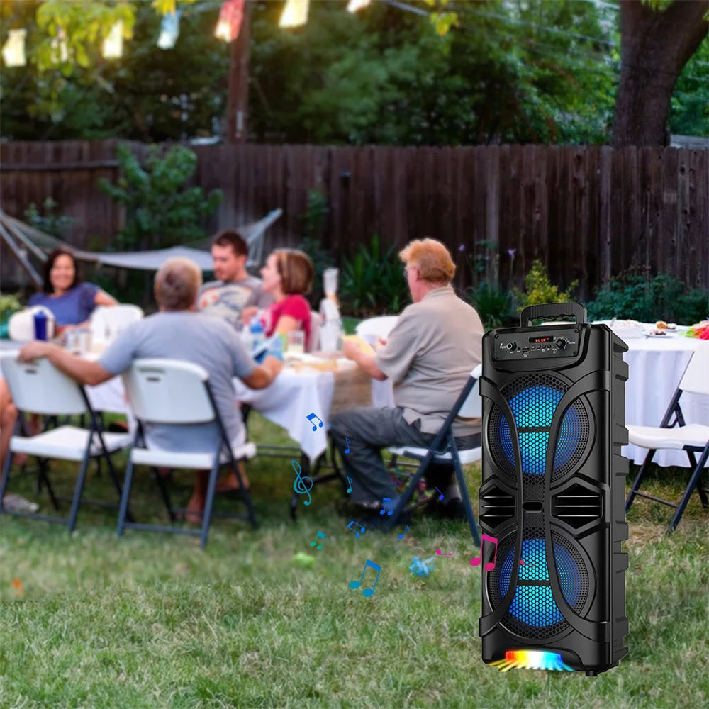 6000W Portable Party Bluetooth Speaker Sound System  Rechargeable Outdoor Loud Karaoke Dual 8 " Speaker