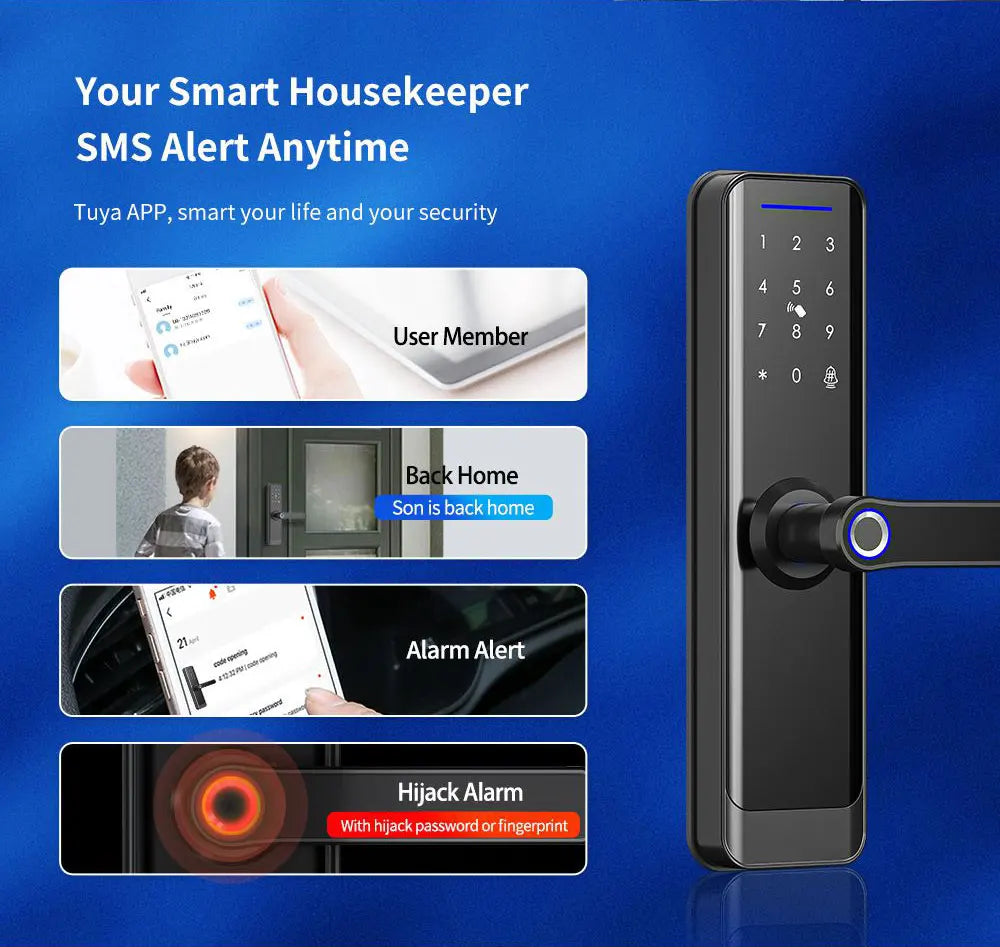 Zemismart Zigbee Fingerprint Door Lock Work with Tuya IC Card Key Password App Unlock with Doorbell Security Mechanical Lock
