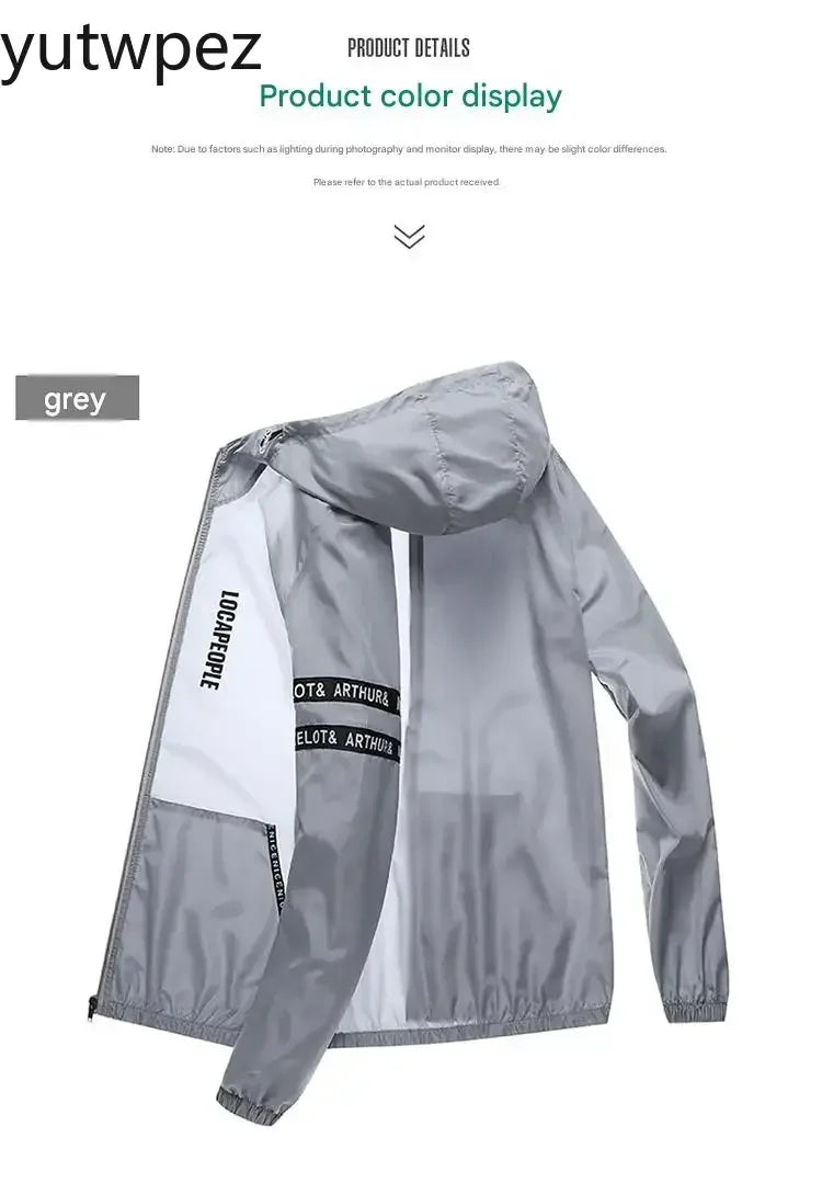 UPF50+ Summer Sun Protection Clothing Men's Casual Waterproof Quick-drying Bicycle Hooded Jacket Hiking Thin Skin Windbreaker
