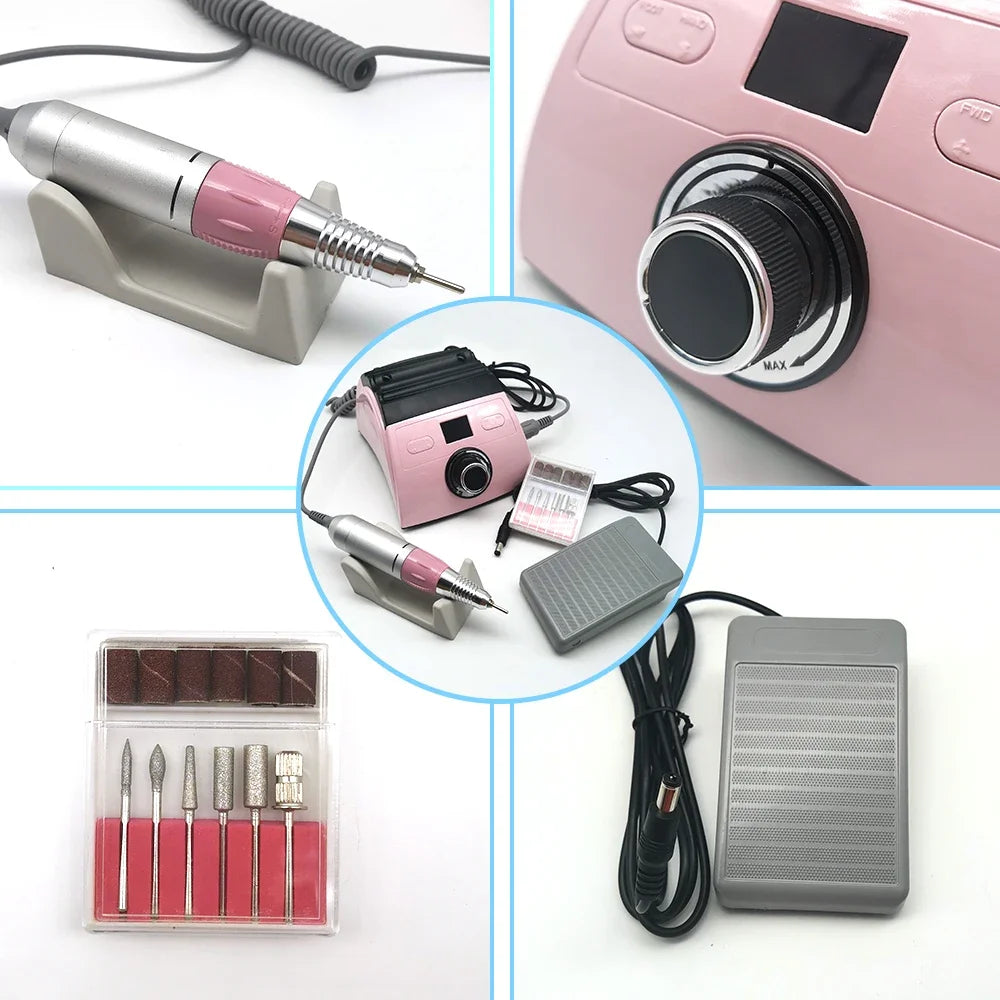 Professional Nail Drill Machine 35000RPM Manicure Machine Apparatus for Pedicure Kits Electric Nails File with Cutter Nail Tools