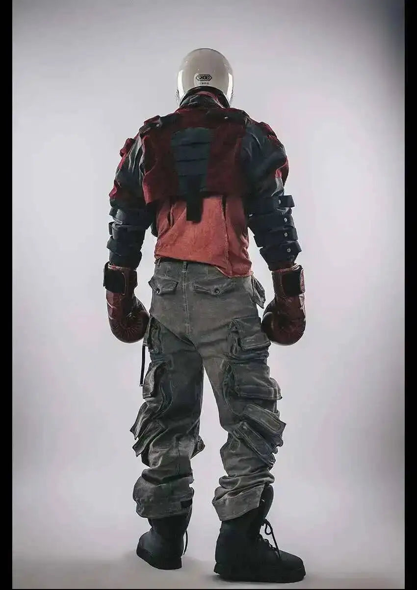 HKSH 2024 Spring Autumn Winter New Men Tide Punk Techwear Short Overcoat Jacket Fashion Chic Patchwork Coats Niche Design HK2916