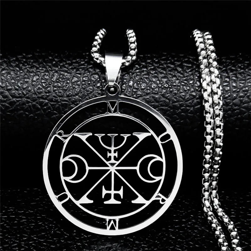 2024 Fashion Sigeal Sigil De Lucifer Stainless Steel Satan Necklace Asmoday Lazer Key Baphomet Stamp Jewelry N7118S03