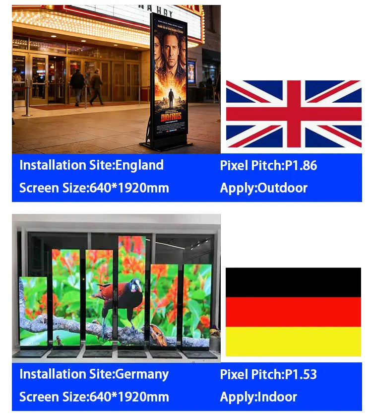 Floor-to-ceiling large poster display P1.53P1.86P2P2.5P3 digital signage, portable indoor LED display