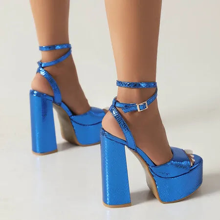 Big Size Oversize Large Size Sandals for Women and Ladies | Thick-Soled Thick Heeled Super High Heeled Sandals for Banquet Weddi