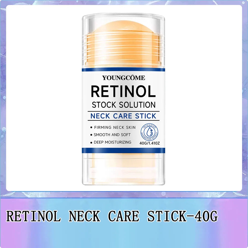 Retinol Neck Care Stick - Anti-Aging Firming Treatment, Hyaluronic Acid & Collagen, Wrinkle Reduction for Sagging Skin