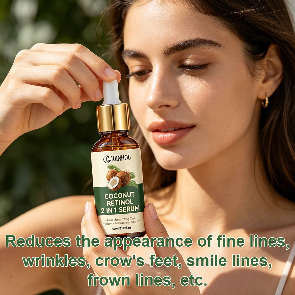 JUINHOU Natural Coconut Oil Face Serum Hydrating Moisturizer Skin Reduce Dryness Gentle Daily Skin Care Serum For All Skin Types