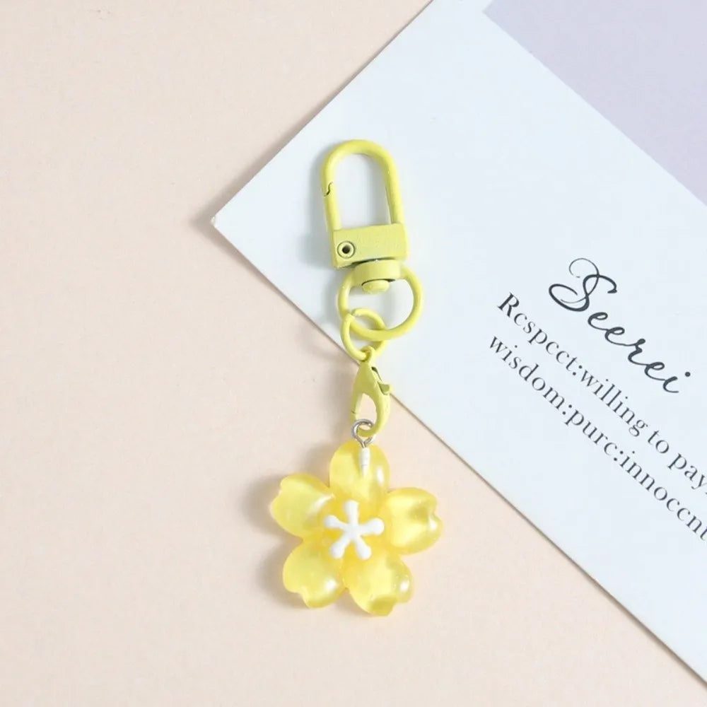 Cute Resin Cherry Blossom Keychain Colorful DIY Car Key Ring Bag Pendant Jewelry Accessories