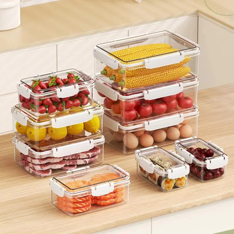 All-in-One Kitchen Organizer, Clear Stackable Containers for Fridge & Lunch, Keeps Fruits Fresh, Saves Time on Meal Prep