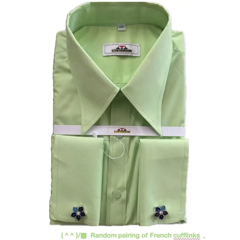 Men's classic shirt retro fashion brand long pointed collar - French cuffs authentic retro custom shirt business party social