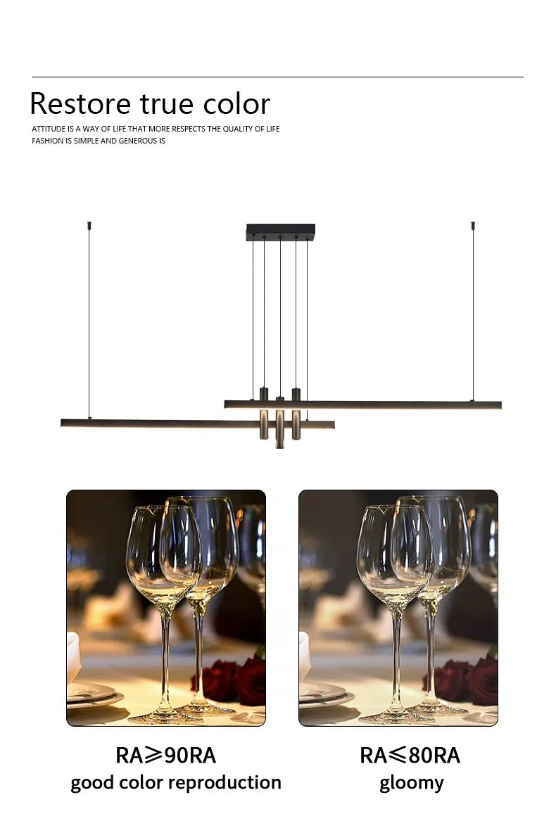 Modern light creative bar counter strip designer lamps LED Pendant Light  for Dining Table Kitchen Chandelier Memory Function