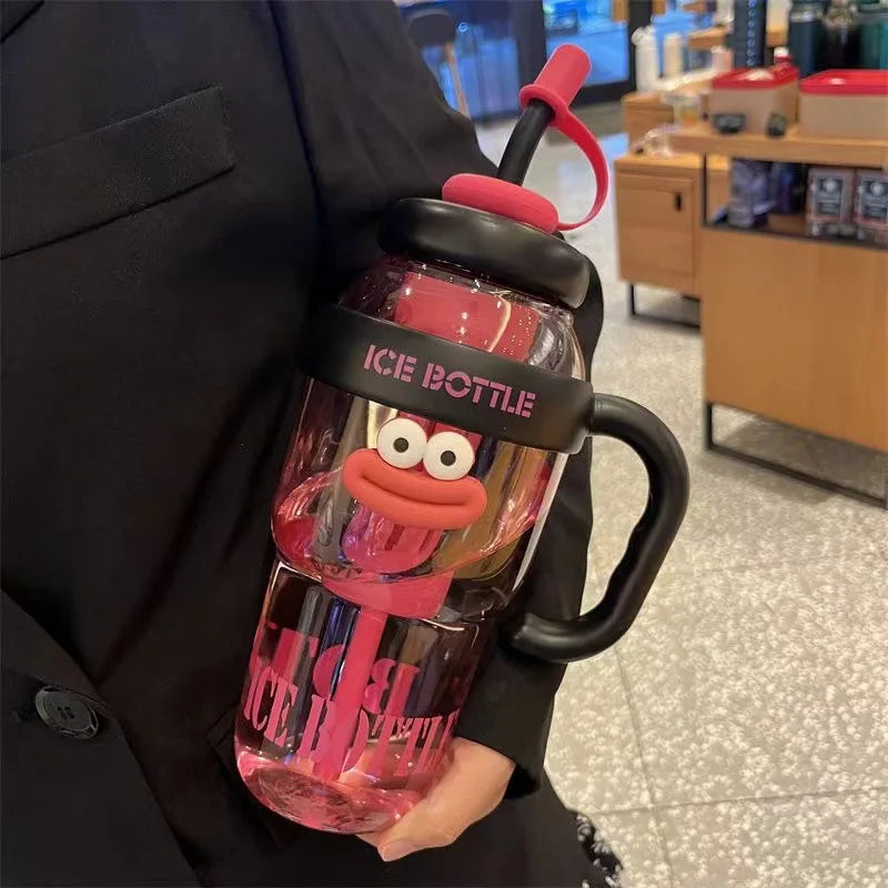 Large Capacity Cute Aesthetic Straw Sports Water Cup Portable for Women Summer Home Outdoor Travel Gym Drink