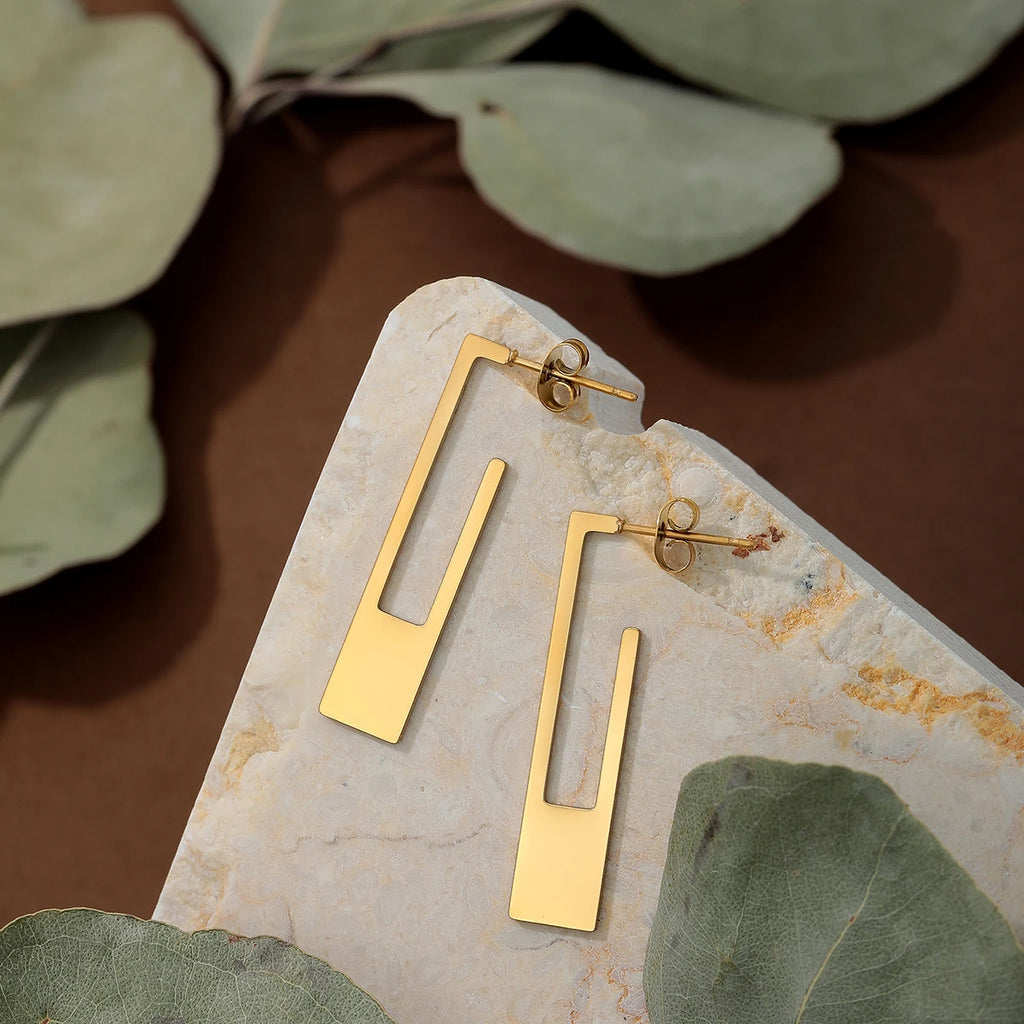 Chandler Rectangle Earring Art Deco Earrings Modern Rectangle Bar Earrings Modern Trending Jewelry for Women