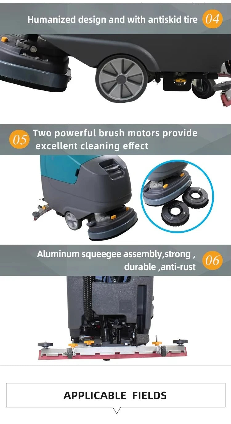 New 510MM Industrial Carpet Cleaner DC 24V Walk-Behind High Efficiency Floor Scrubber Machine Hand Push Battery-Powered 24V