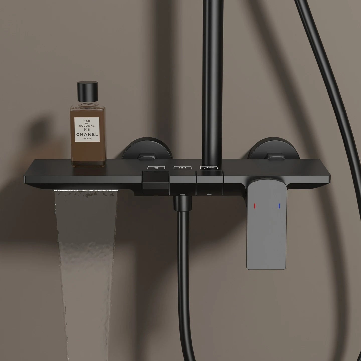 Rose Gold Piano Bathroom Shower System Solid Brass Bathroom Faucet Accessories Rain Shower Head Hot Cold Piano Shower Set
