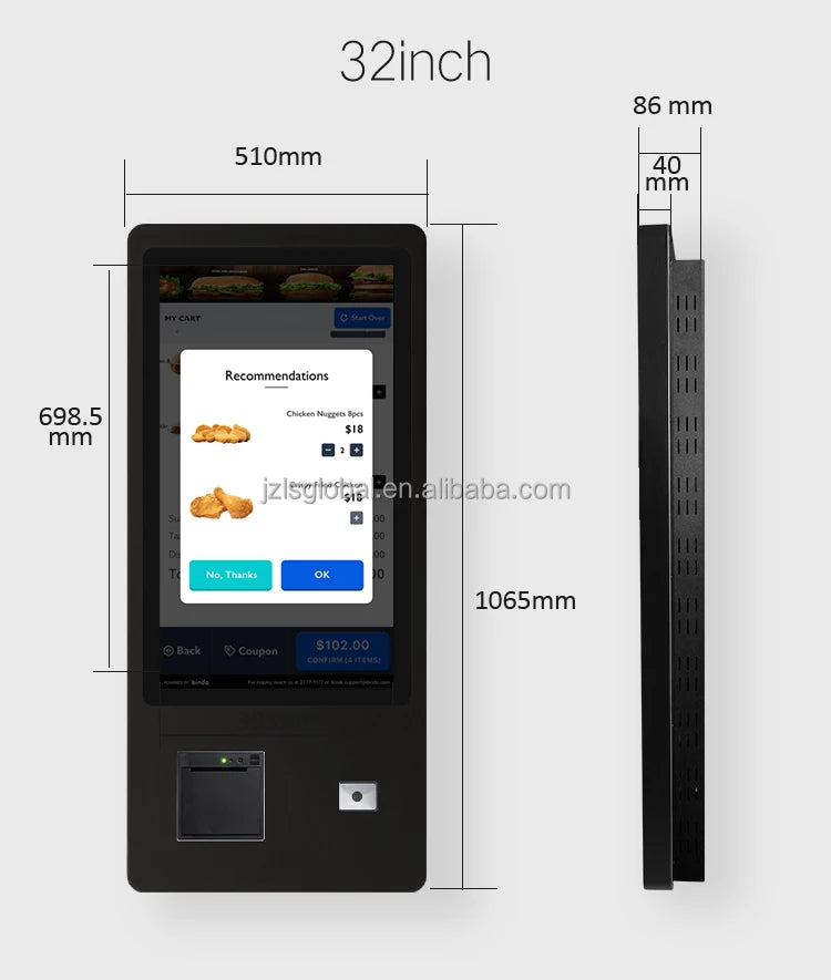 23.6 27 32 Inch Self Order Kiosk Touch Screen  Kiosks Self Service Payment Kiosks Self Payment Kiosk Nfc Payment Terminal