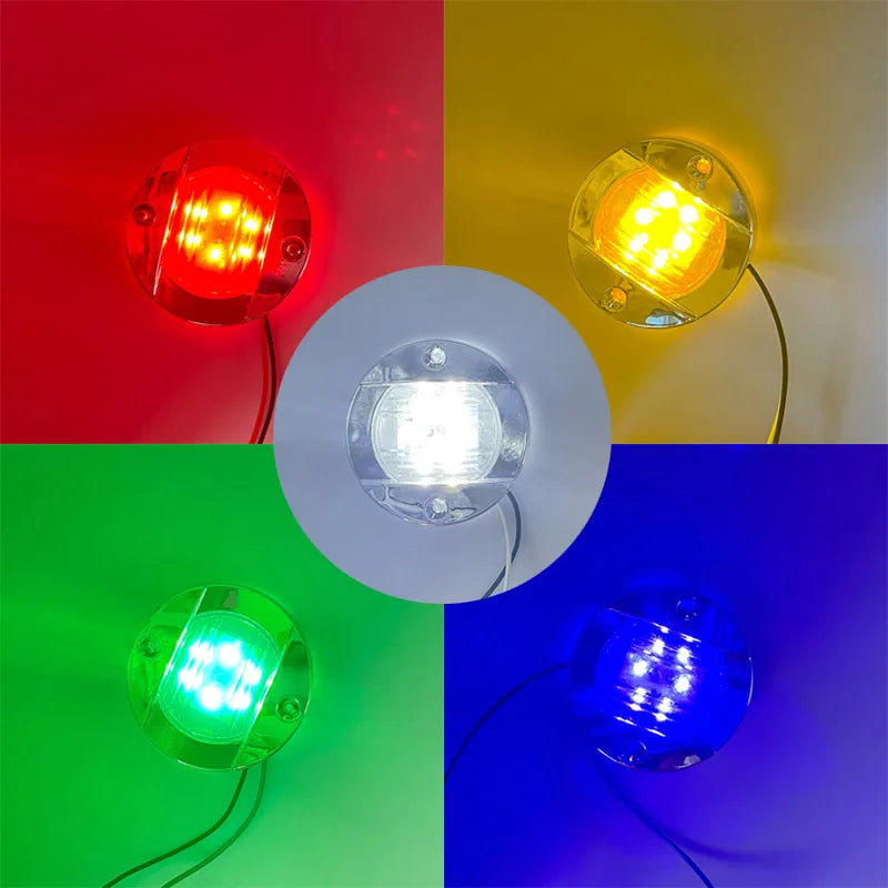1Pcs DC12V/24V Marine Boat Transom LED Stern Light Round Cold White LED Tail Lamp Yacht Accessory Blue/White/Yellow/Green/Red