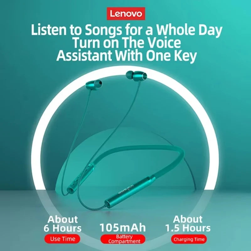 Lenovo HE05X Neckband Earphones Wireless Bluetooth 5.0 Earbuds Waterproof Sport Headset with Mic Magnetic Neckband Earphone New