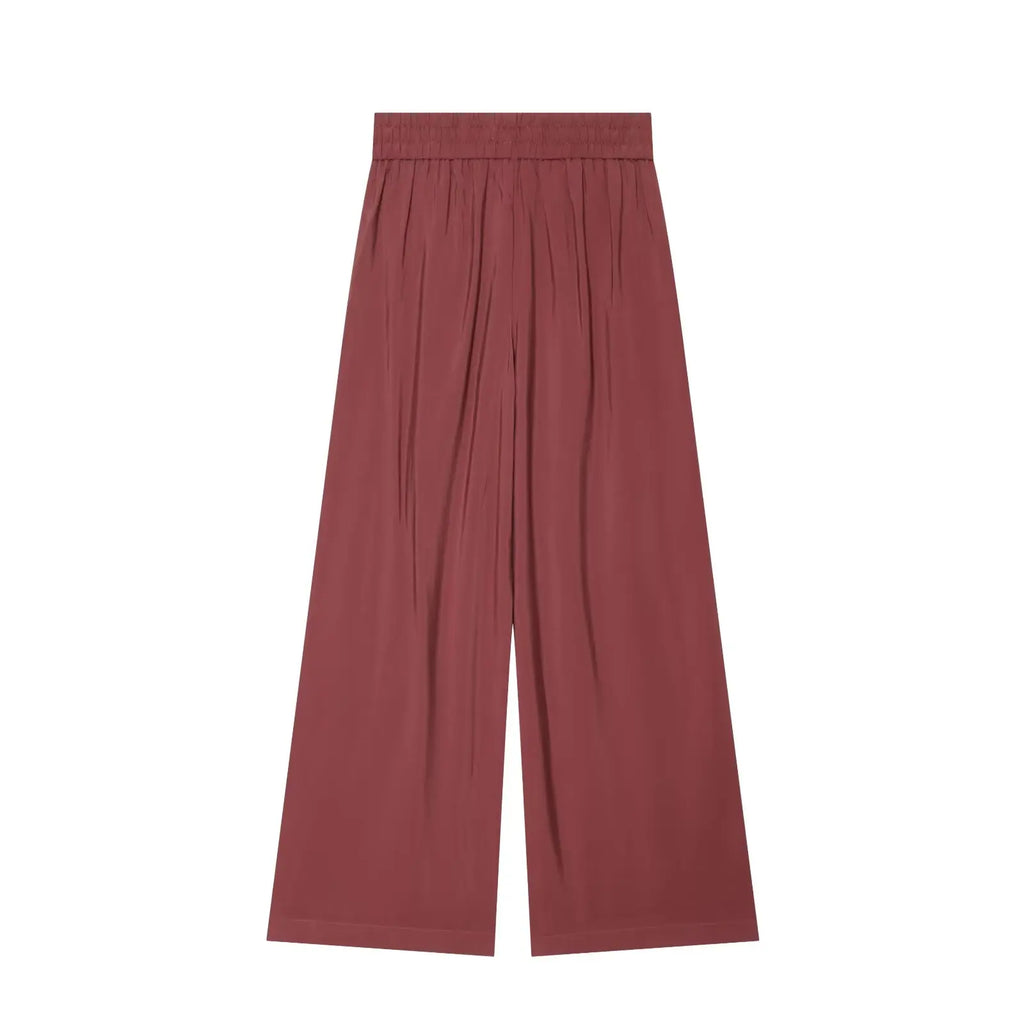 BSAY 2026 Women's Two Piece Set V-Neck Sleeveless Wrap Top With Bow Tie Elastic Waist Wide Leg Pants Elegant Solid Color Outfit