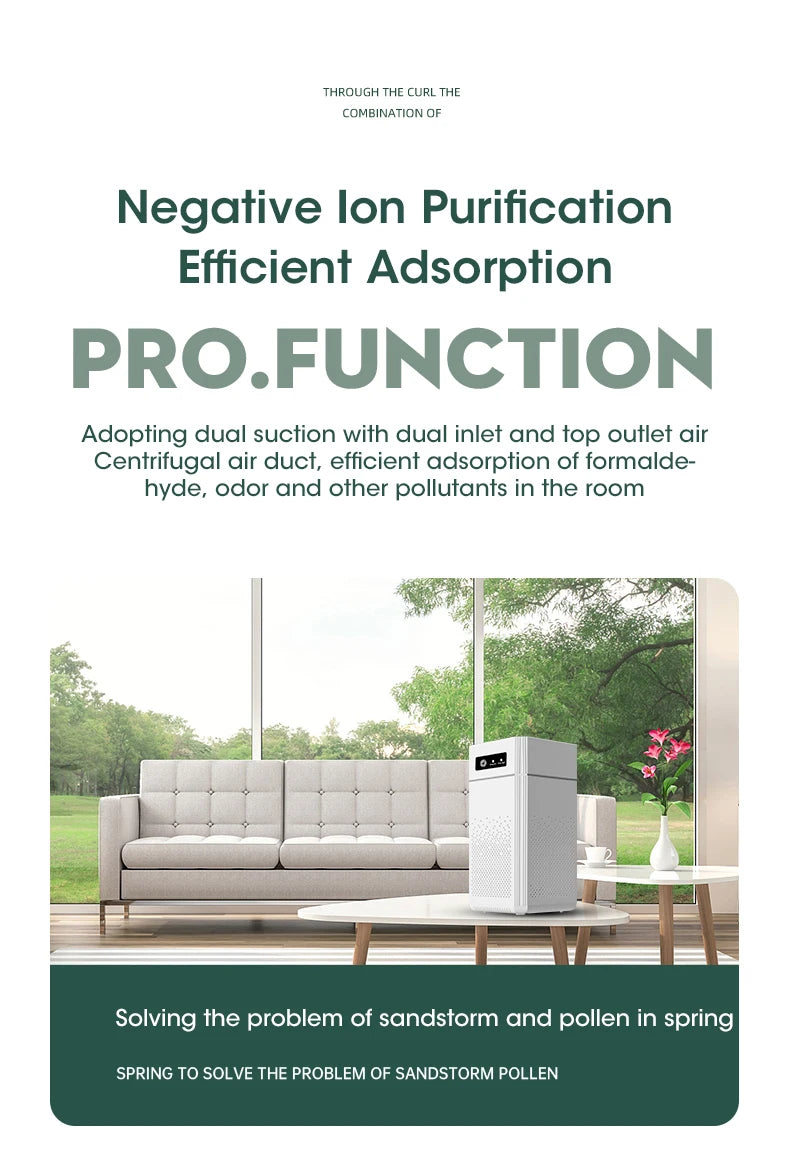 Smart Intelligent Desktop Air Purifier H12 HEPA Filter Negative Ions Generator Air Purification