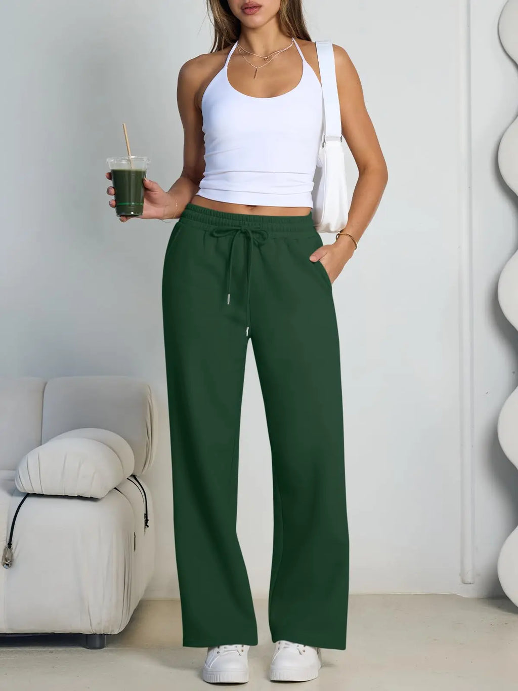 Women Summer Sweatpants 14 Colors Wide Leg Loose Fit Sports Pants Comfortable Drawstring Elastic Waist Casual Streetwear Joggers