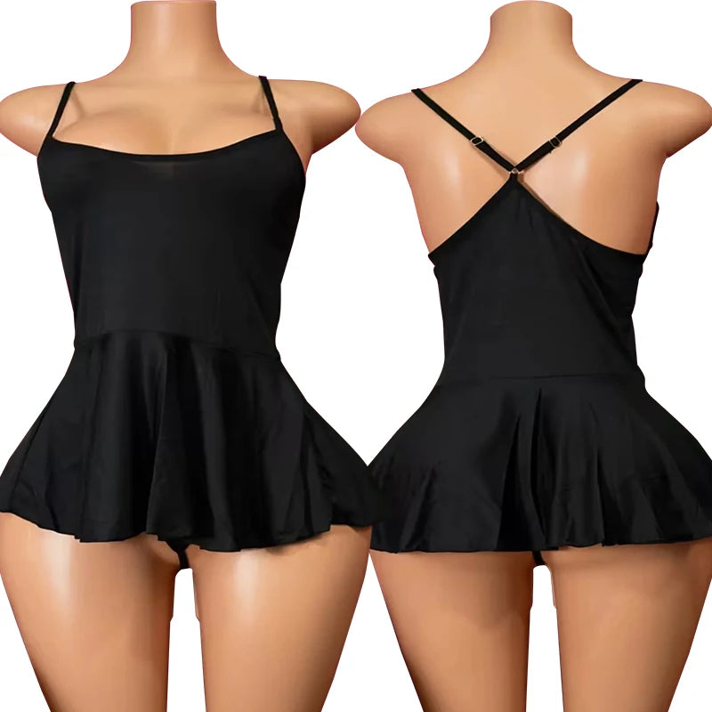 Red Sexy Crotchless Dresses For Women Summer Backless Mini Nightdress Slip Sleeveless Vestidos Y2k Clothes Evening Party Dress
