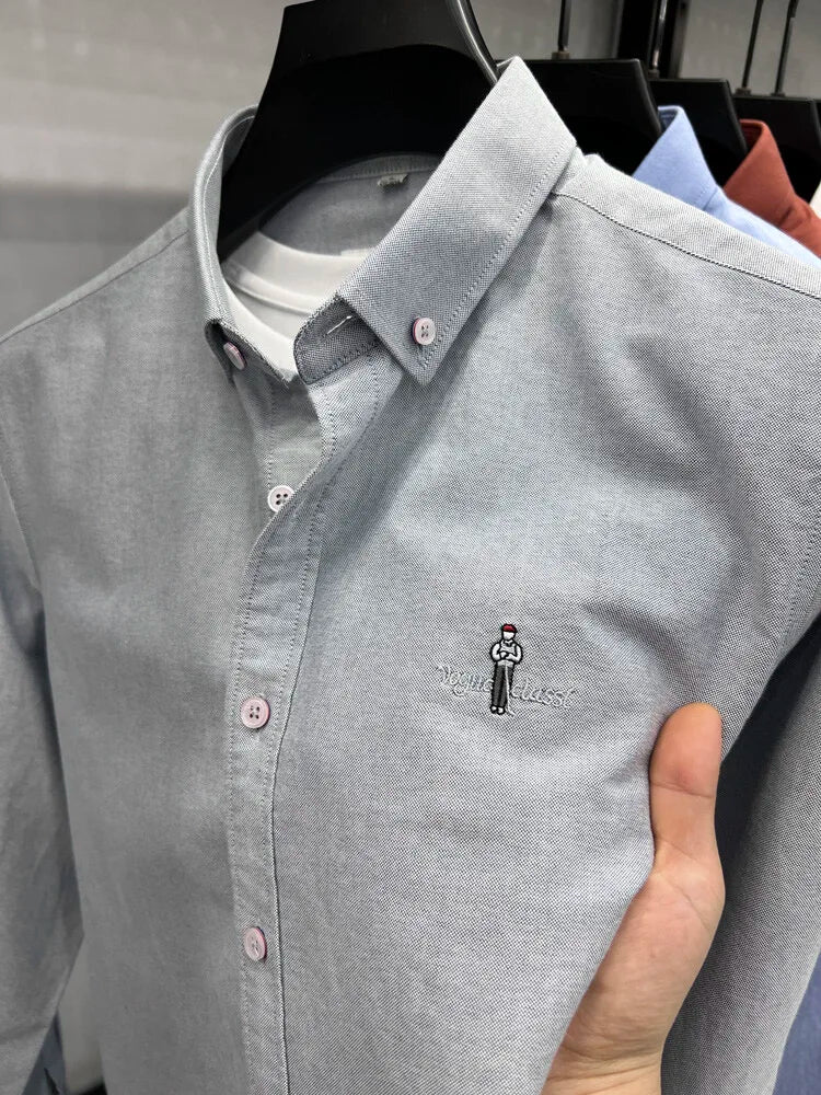 Luxury brand golf embroidered men's long sleeved shirt made 100% pure cotton comfortable and casual 2024 autumn new men's top