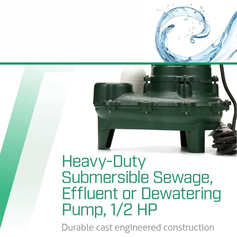 1/2 HP Automatic Submersible Sewage Pump, Heavy-Duty Effluent & Dewatering Pump
