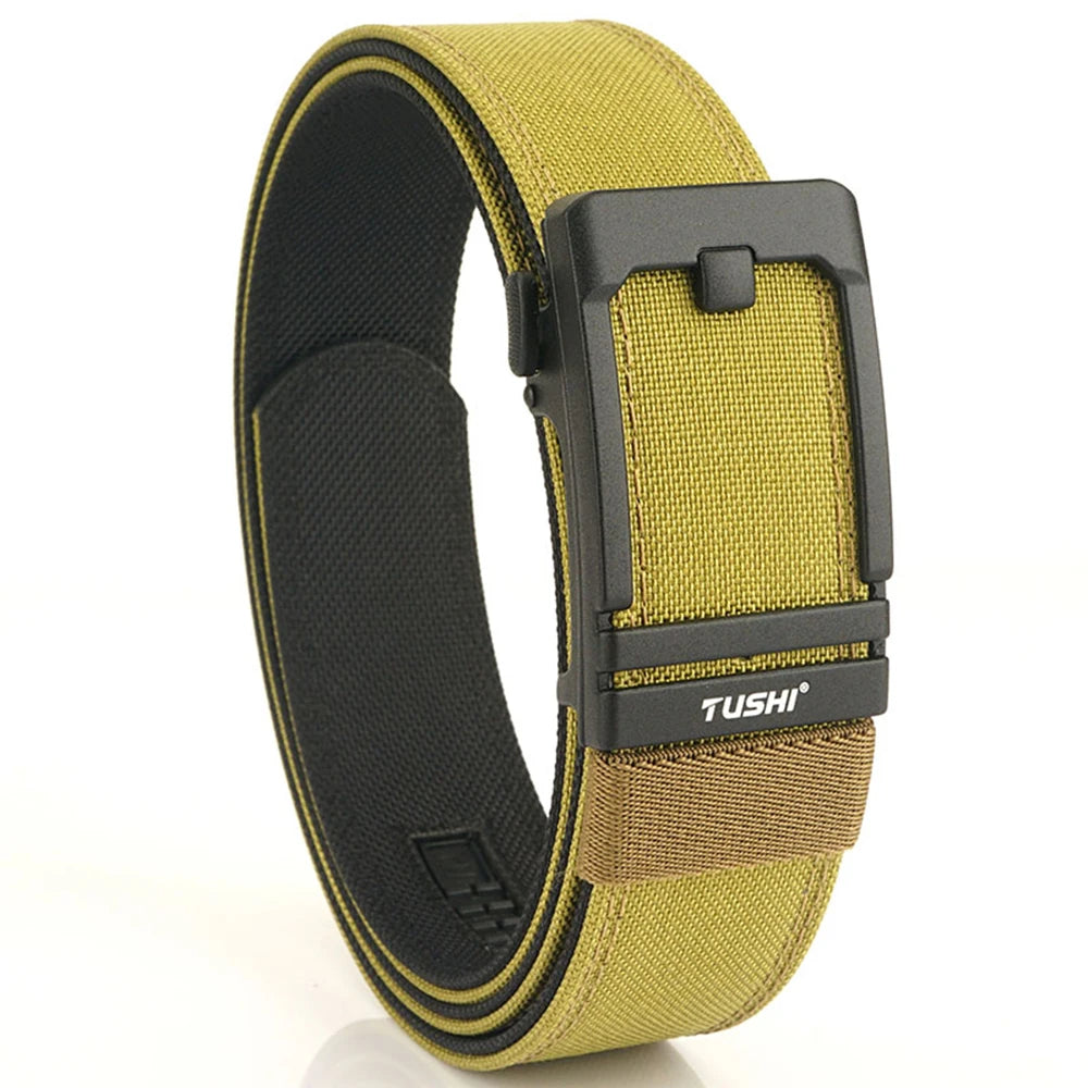 TUSHI New Double-layer Reinforced Automatic Buckle Training Quick Hanging Pistol Belt Men Nylon Outdoor Leisure IPSC Accessories