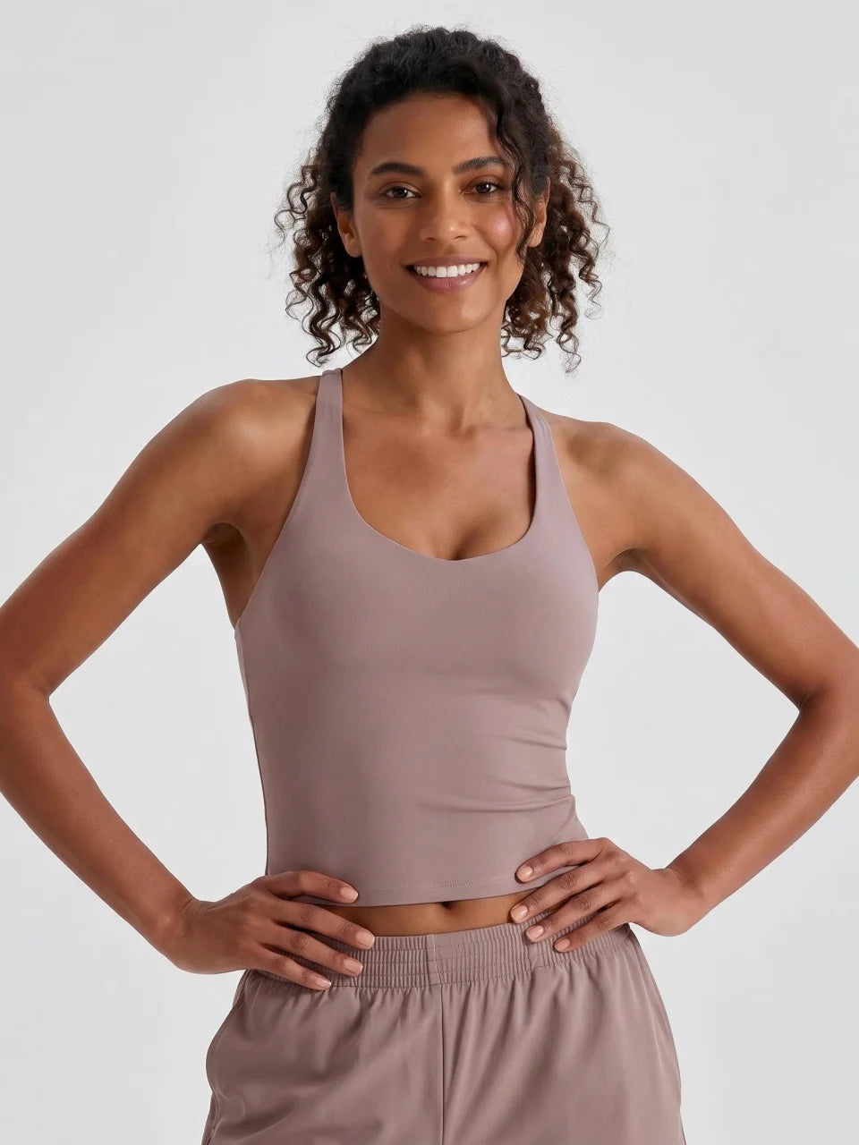 Longline Yoga Tank Top with Built in Bra Women Quick Dry Gym Camisole Workout Shirts Soft Slim Fit Sports Vest Athleisure
