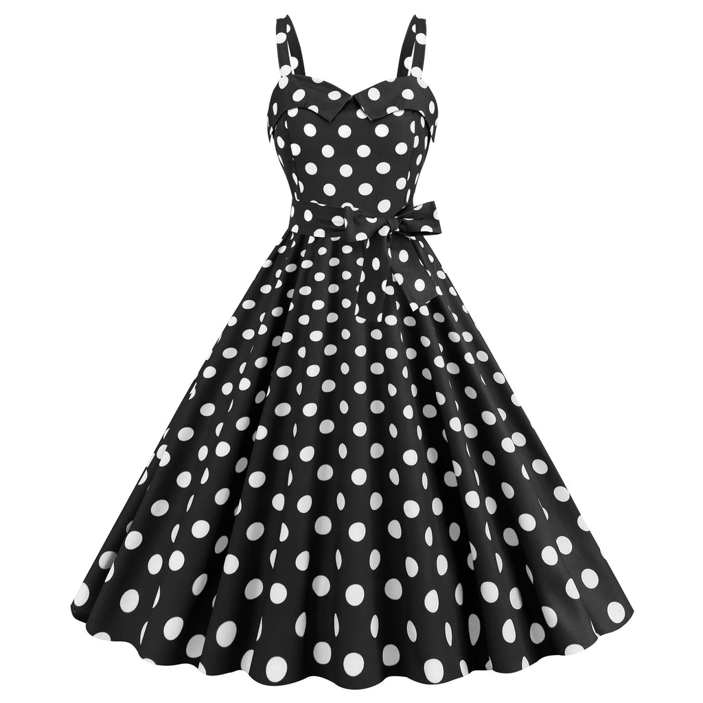 Vintage Classical Polka Dot Printed Dress Women's Sexy Sling Strap Wrap Chest Dress Valentine's Day Streetwear Spring Summer